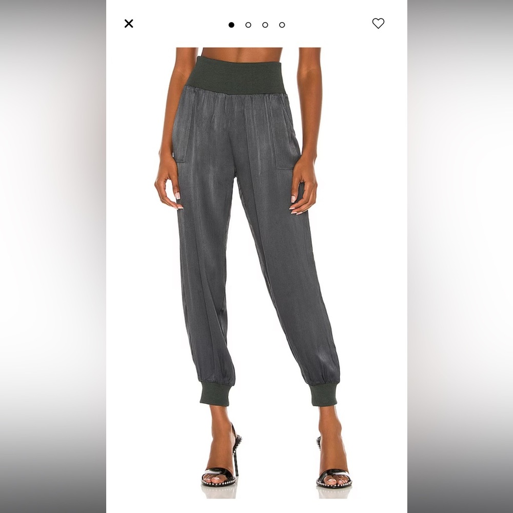 Bobi BLACK Sleek Textured Pant in Deep Sage